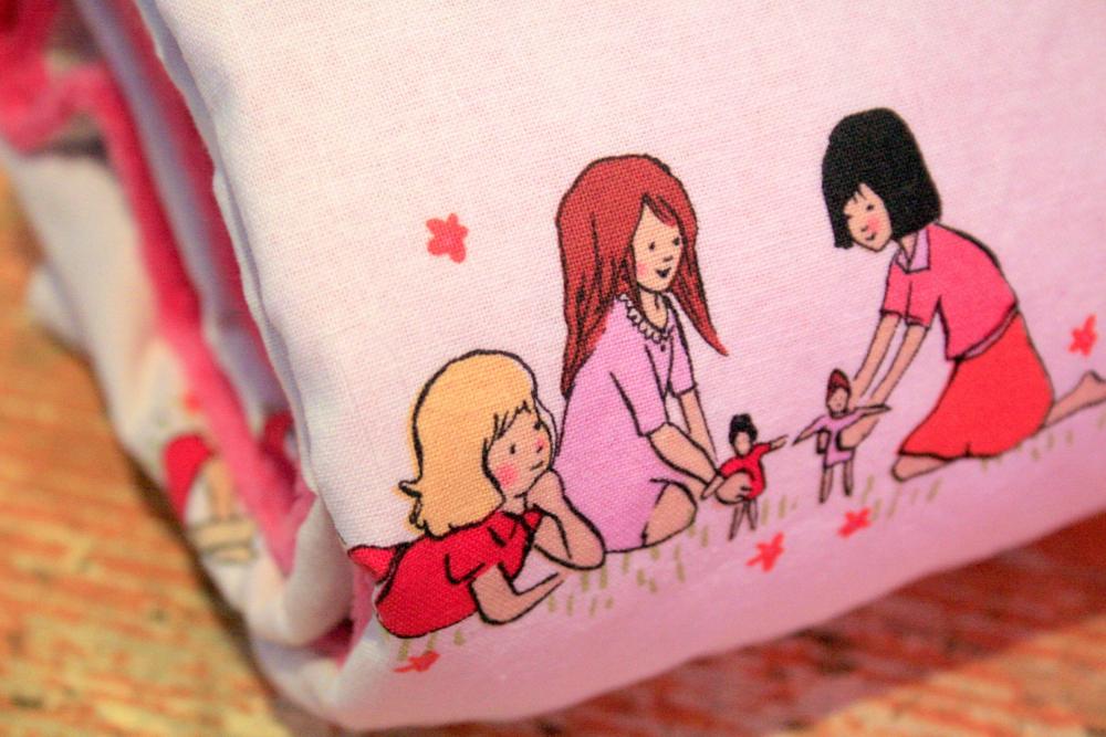 Baby Blanket - Dolls in Cream and Pink Minky